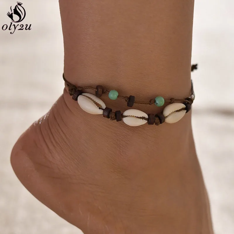 Женский браслет на ногу с бусинами|Анклеты| |