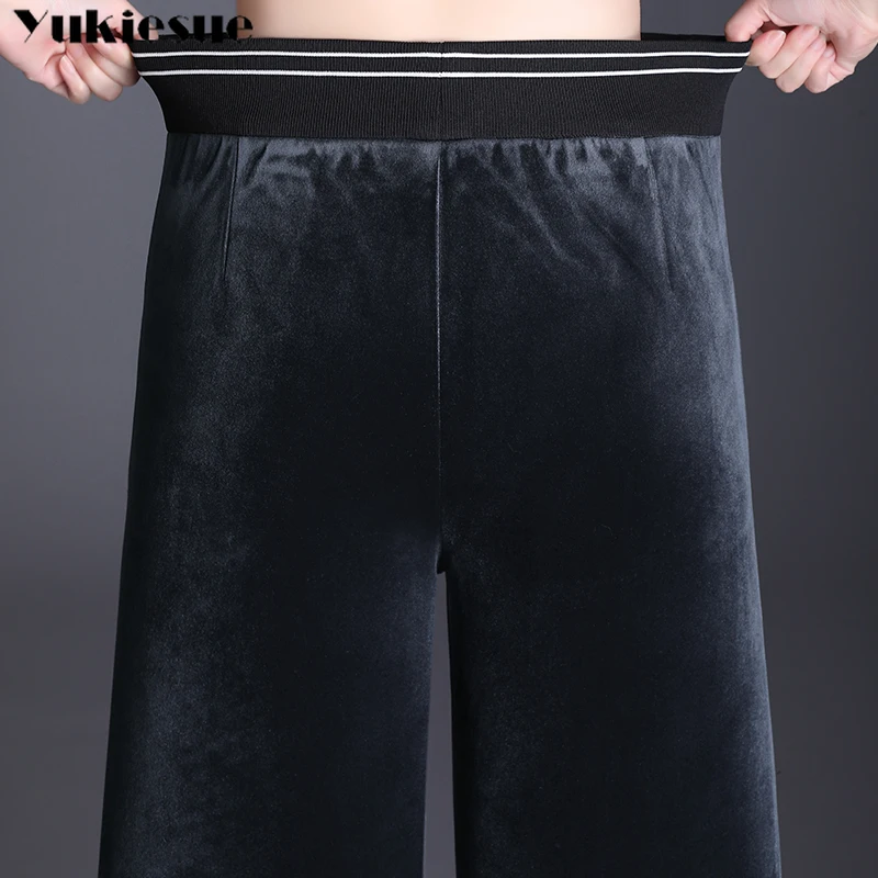 Зимние теплые флисовые плотные бархатные женские брюки 2020 с высокой талией и