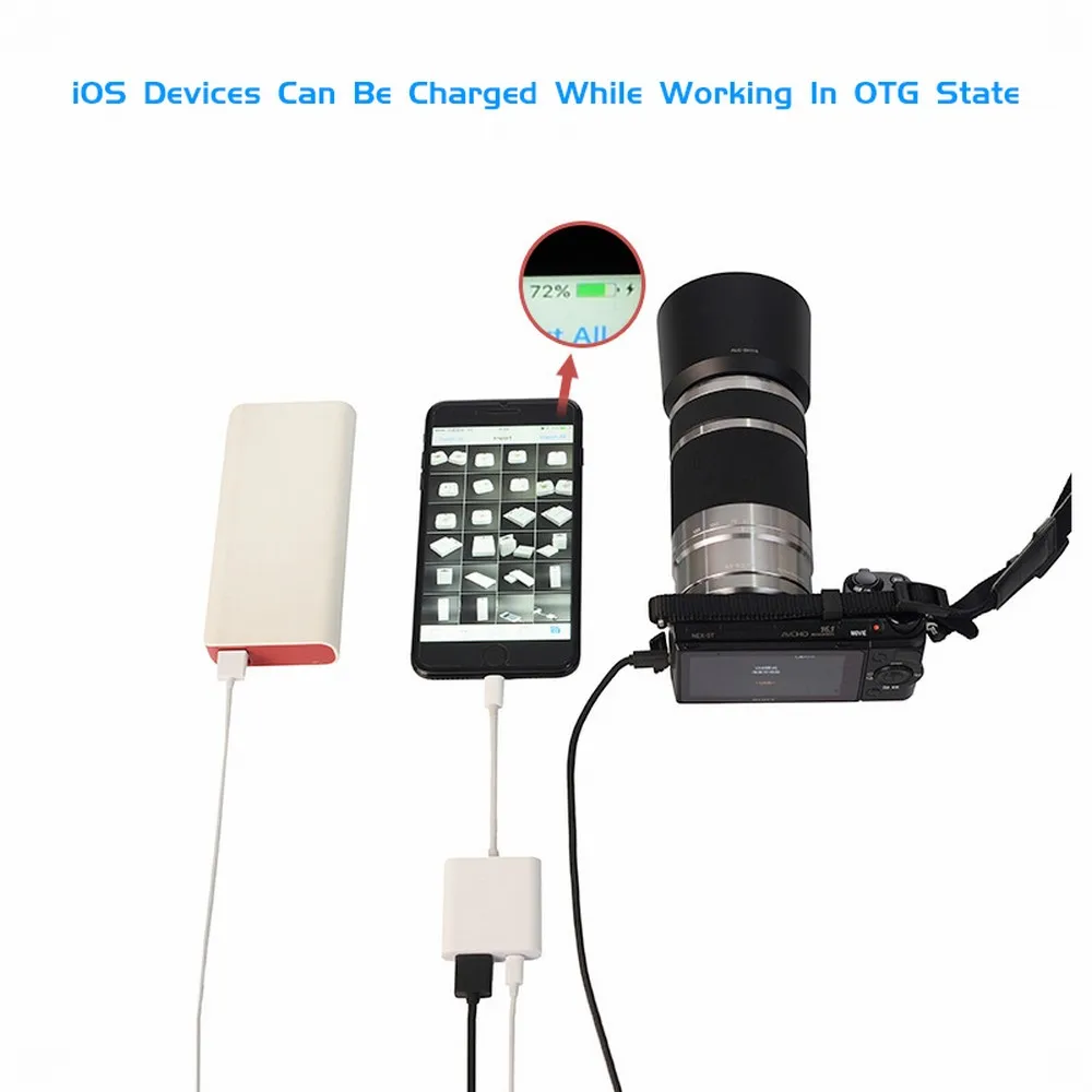 Для перехода от разъема Lightning к цифровая usb-камера OTG передачи данных разъём кабельный переходник высокого Мощность 500mA для iPad mini 2/3/4 Air iPhone X XR XS Max 8