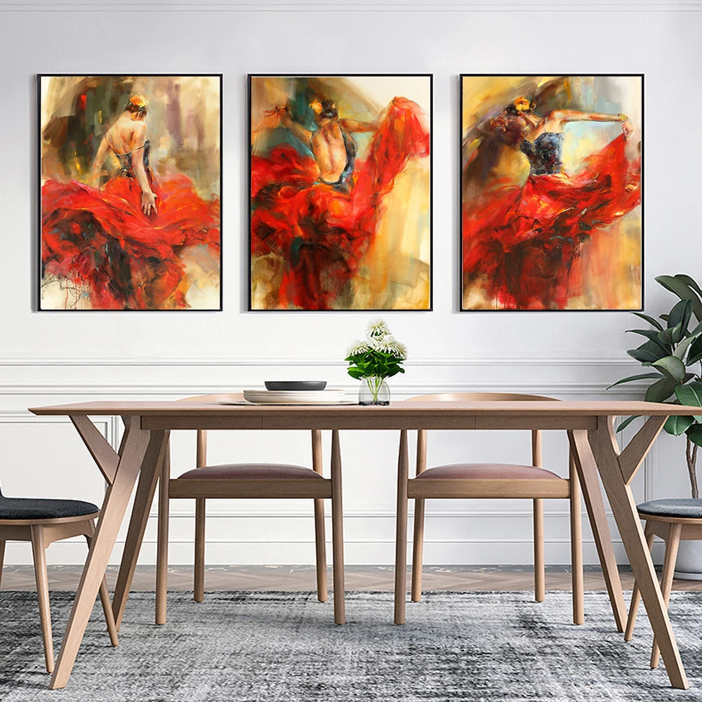 Рисунок искусства испанского фламенко живопись с изображением танца холст