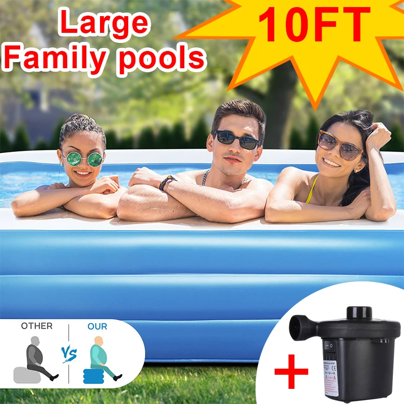 

Большой семейный надувной бассейн 118X72X22 дюйма, полноразмерный летний съемный наземный сад, детский бассейн для малышей