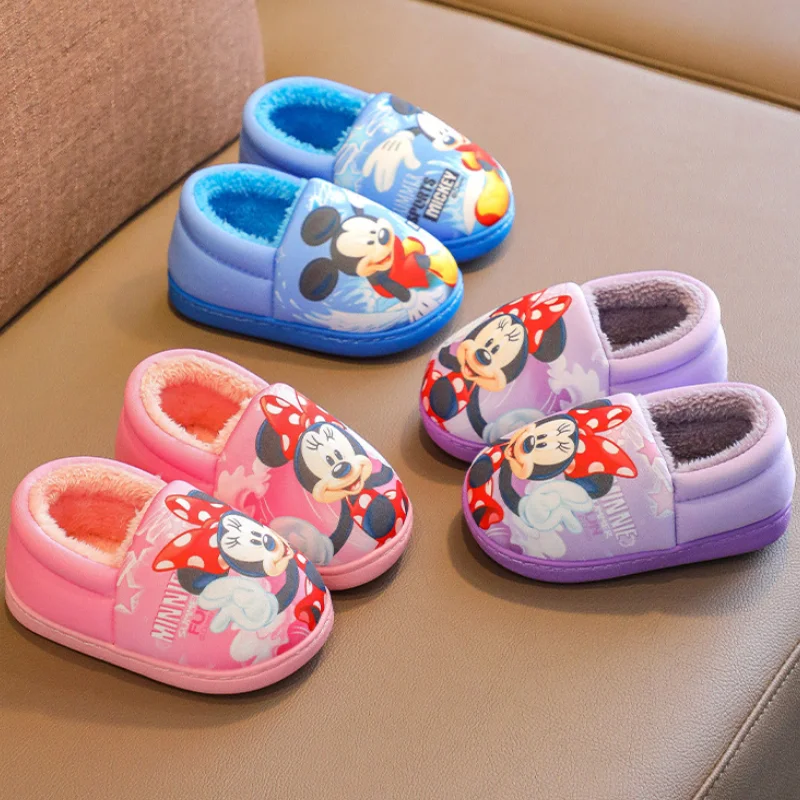 Детские хлопковые тапочки мягкие теплые домашние принцессы Анна Эльза