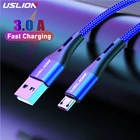 Кабель USLION Micro USB для быстрой зарядки Samsung S7 Xiaomi Android Redmi Note 5 Pro, Дата-кабель, зарядное устройство, провод, шнур, 3 м