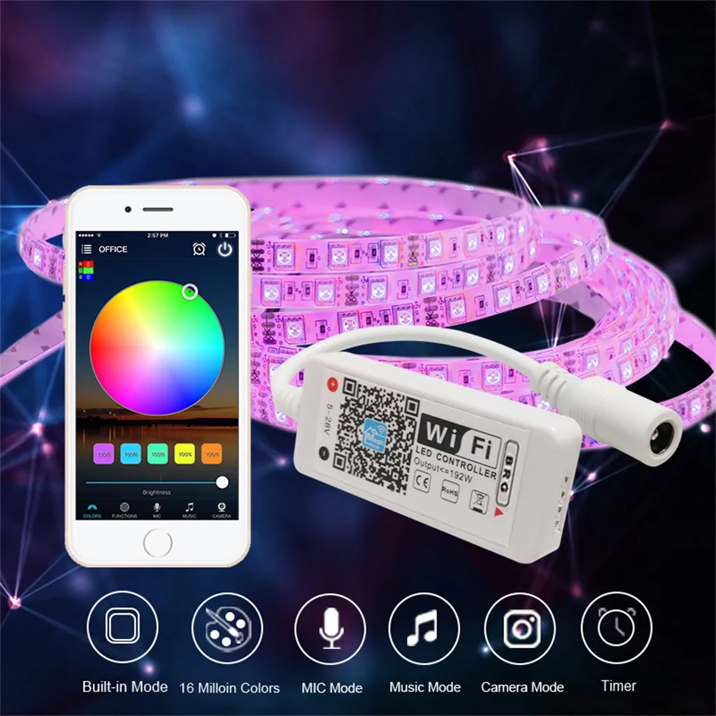 Мини WiFi музыкальный контроль Лер RGB/RGBW 5050 Светодиодная лента светильник для Alexa