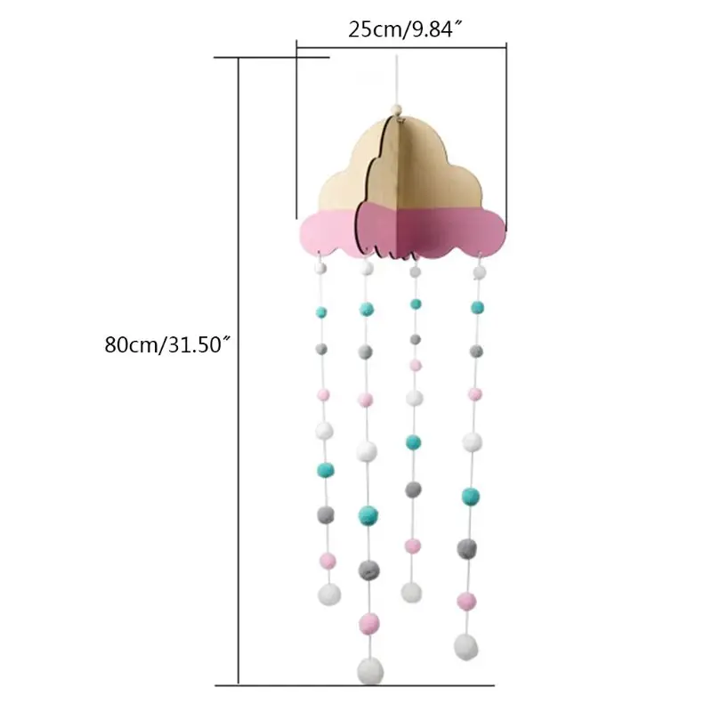 

OOTDTY Baby Crib Wool Ball Mobile Rattle Wind Chime Bed Bell Toys Kids Room Hanging Decoration Children's birthday gifts toys