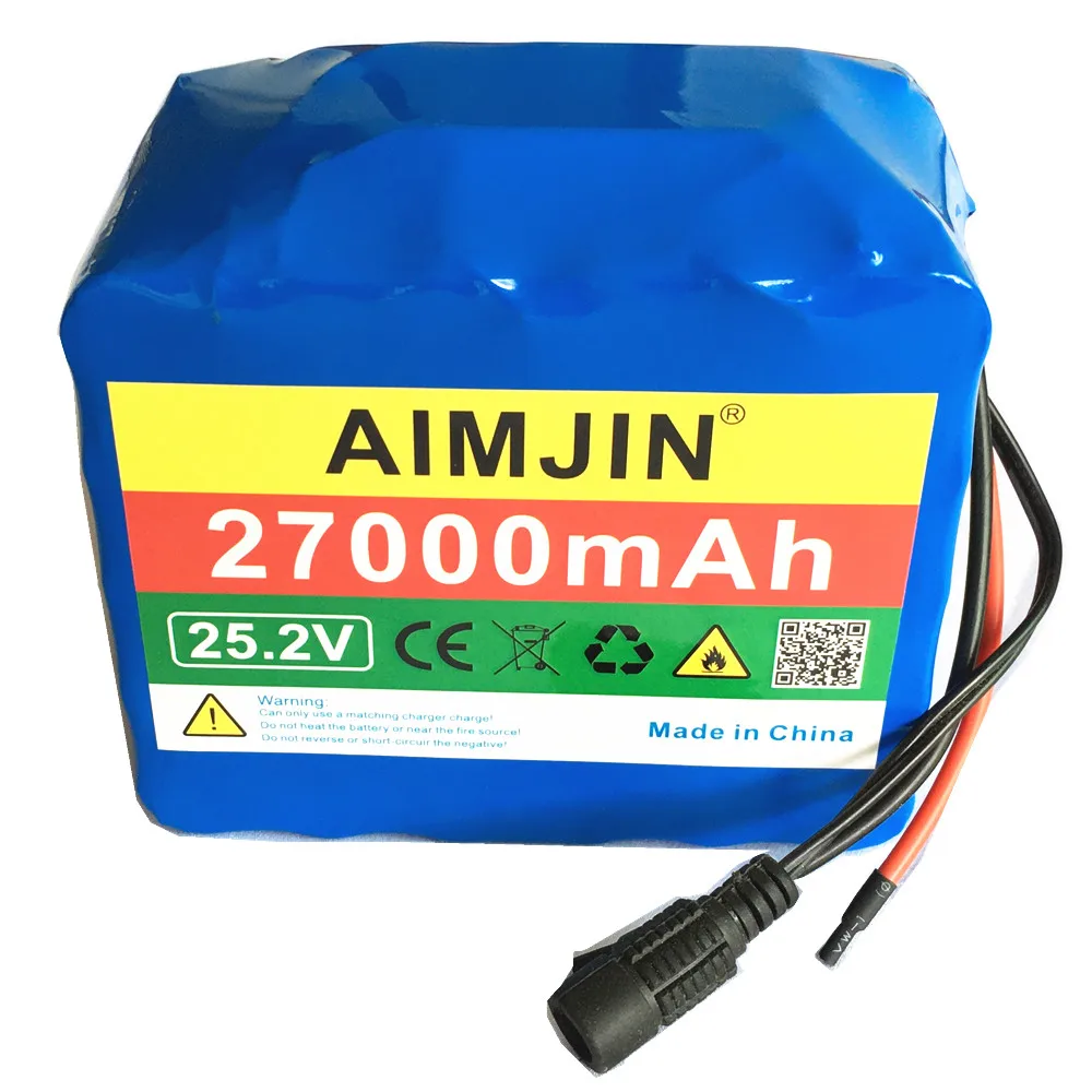 Новый 24В 27Ah 6S5P18650 Li-Ion Батарея пакет 25 2 27000 мАч Электрический велосипед