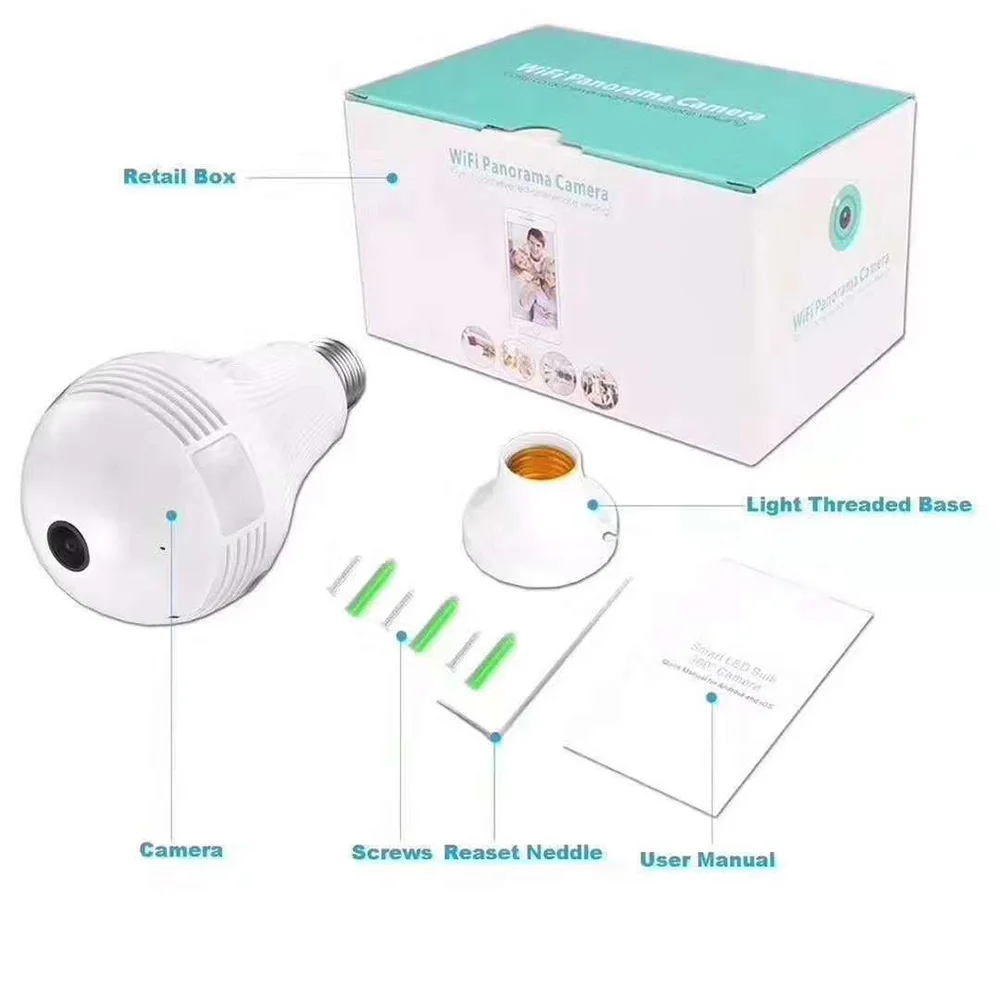 WakeView светодиодный светильник 960P Беспроводная панорамная Домашняя безопасность
