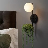 plant wall lamp designer retro bedroom glass ball led wall lamp nordic bedside restaurant mirror wall decorative wall lamp