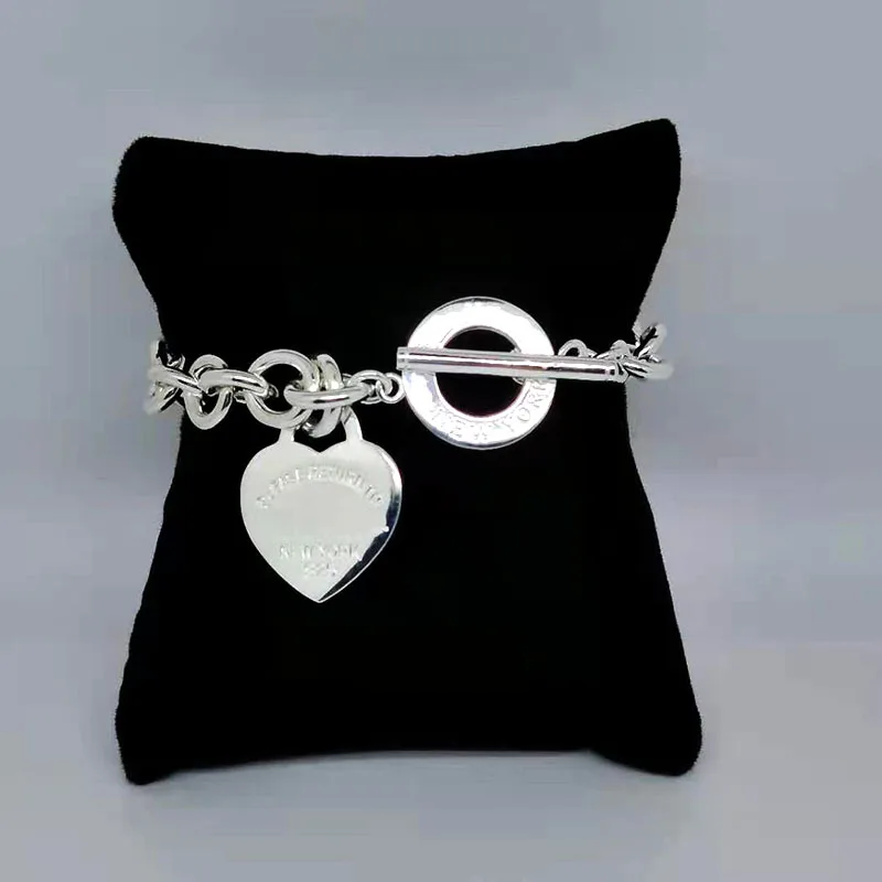 

Women's classic heart brand, round pendant bracelet S925 sterling silver original luxury brand high-quality jewelry logo gift