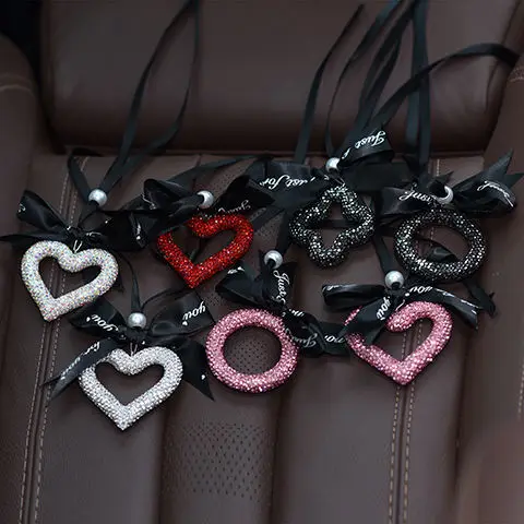 

Disney Car Rearview Mirror Pendant Car Interior Decoration Full of Diamond Bow Pendant Decoration