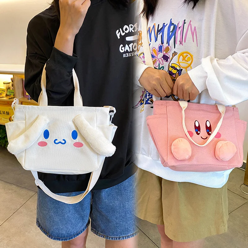 

Cute Cartoon Plush Toy Kawaii Cinnamoroll Kirby Stellalou Duffy Canvas Shoulder Bag Handbag Girl Toy Christmas Gift