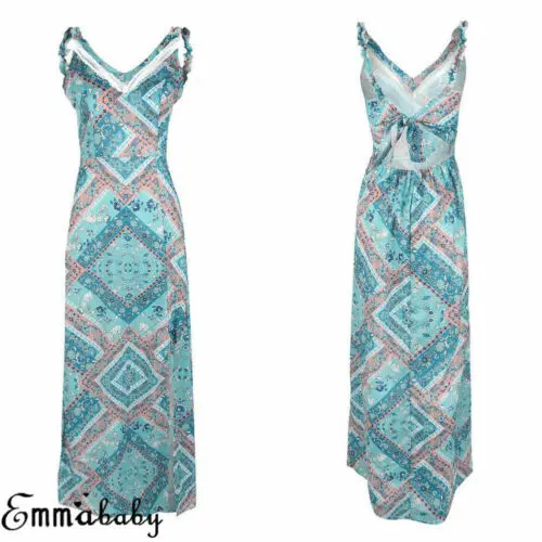 Летнее платье с цветочным принтом и узлом длинное подтяжками сексуальное