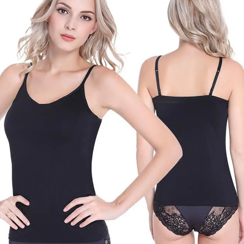 

ew Womens Wireless Bras Seamless Bra Padded Solid Tank Top Straps One Size Tank