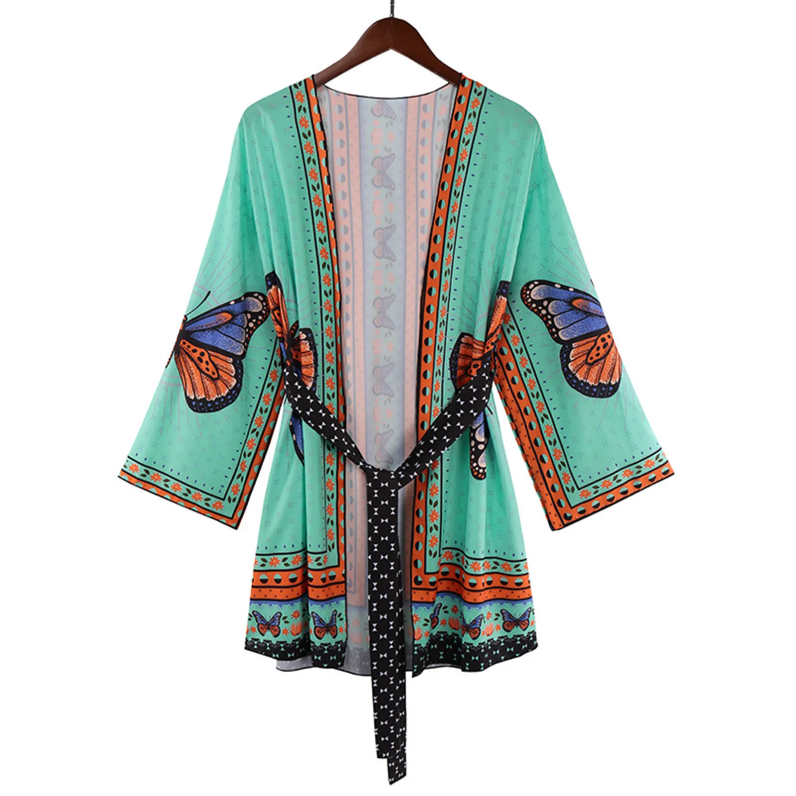 

Sexy Dress Women Summer Loose Long Sleeve V-Neck Dresses Ladies Fashion Casual Retro Butterfly Printed Dress vestido de mulher