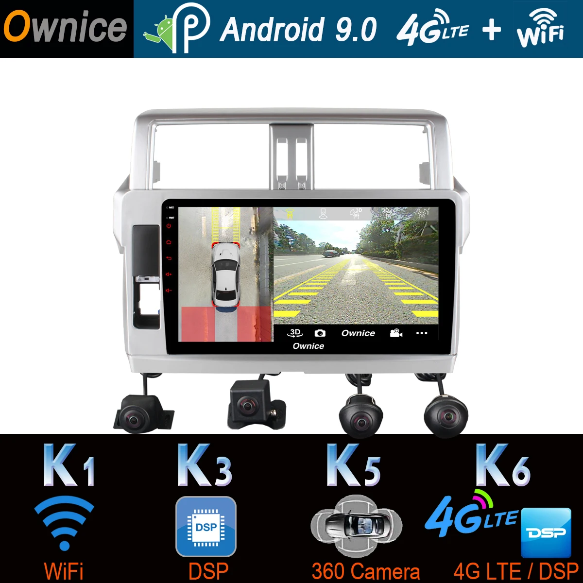 360 ° панорамный Android 9 0 4G 64G Автомобильный мультимедийный плеер для Toyota Prado LC150 150 Land