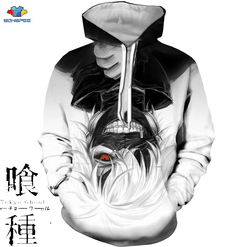 SONSPEE 3D Аниме Харадзюку толстовка с капюшоном Токийский Гуль одежда унисекс для
