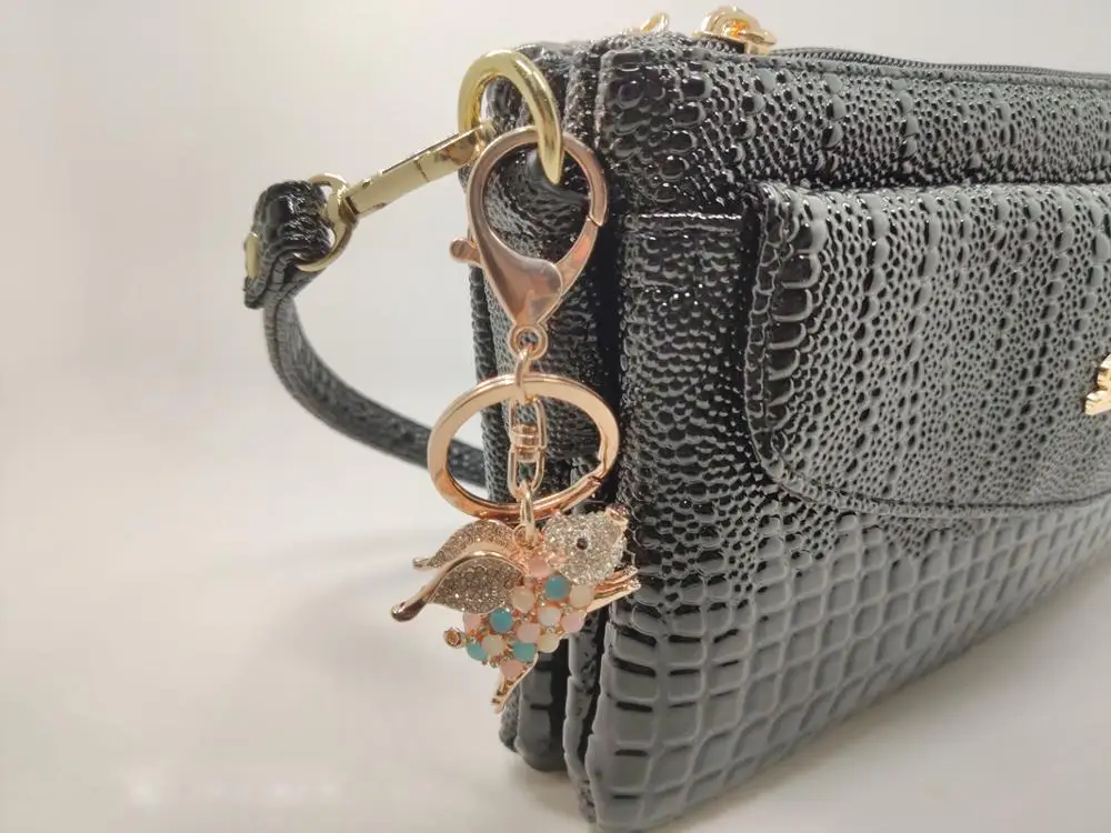 Брелок для ключей с кристаллами и разноцветными камнями милая сумка украшение