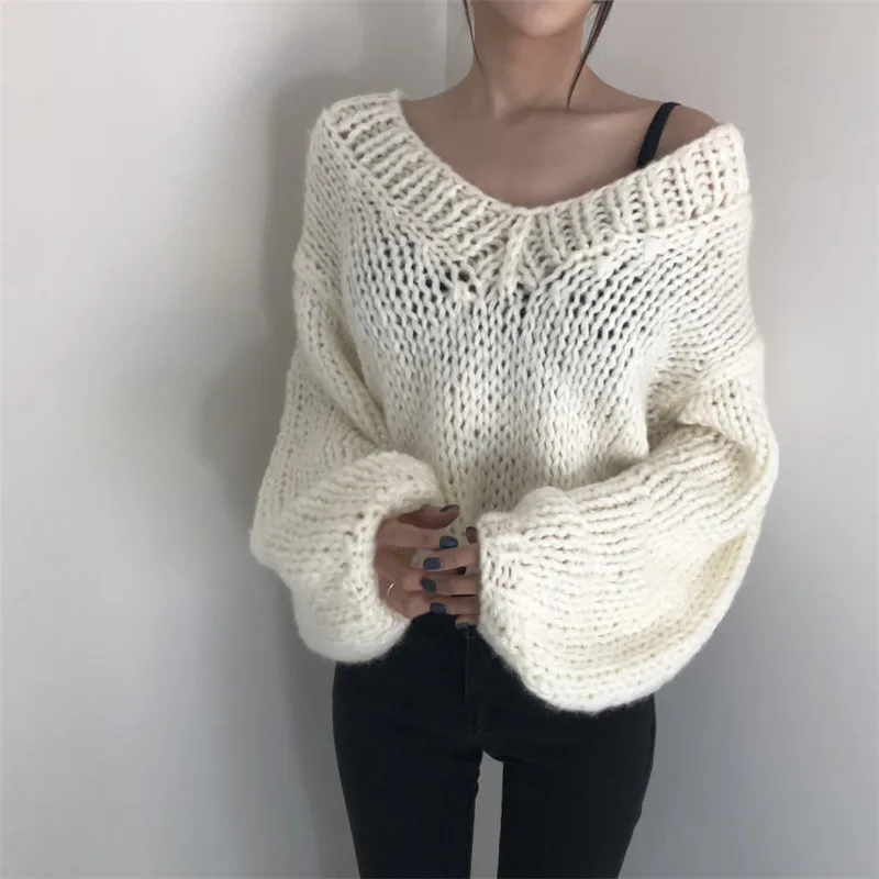 Свитера для женщин вязанная куртка осенний зимний свитер пуловер с v-образным