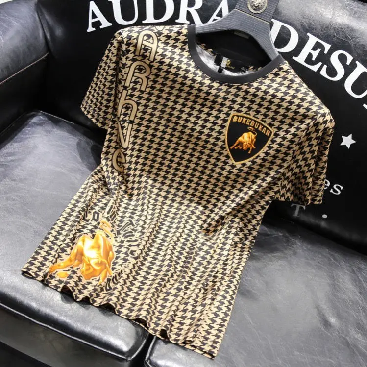

Summer digital printing round neck fashion youth short sleeve men's top