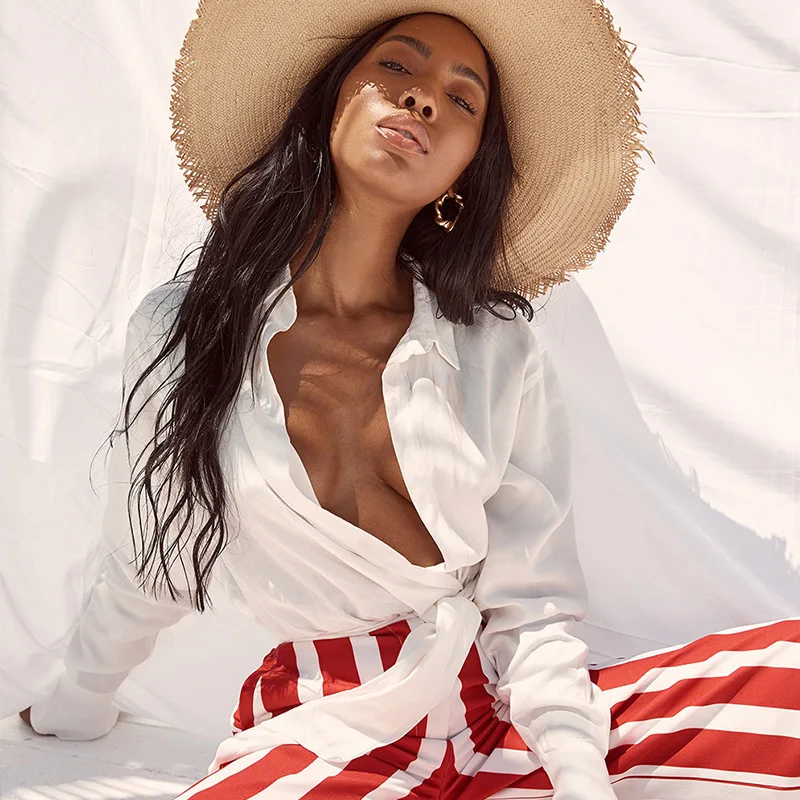 Женский комбинезон с длинным рукавом оборками бандажный крест накрест