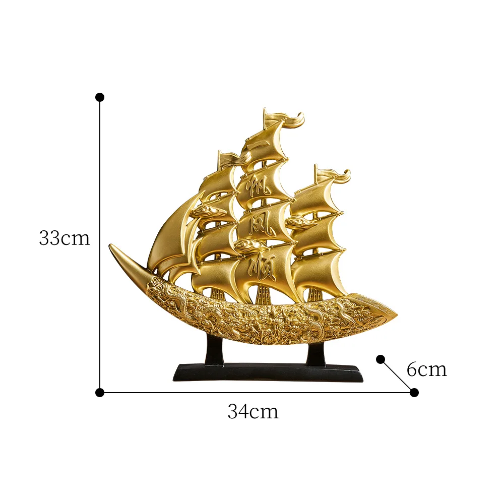 

Chinese Style Lucky Smooth Sailing Boat Art Sculpture Home Decorations Housewarming Craft Office Decor Accessories Opening Gifts