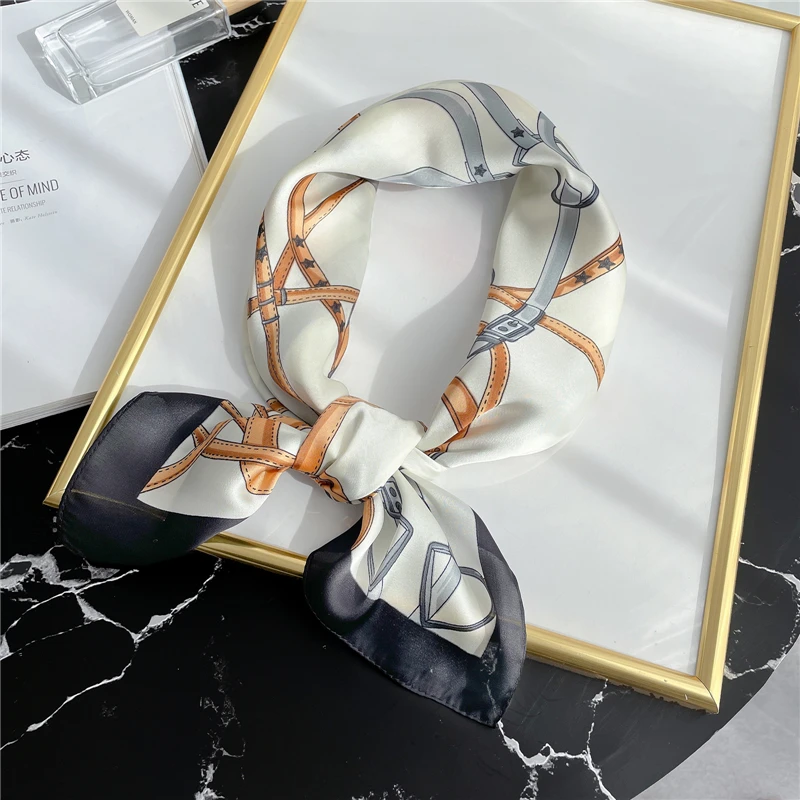

70x70 см шарф для женщин Мода цепи печати шеи лентой платки квадратный шелковый весна шарфы женский мягкий шейный платок