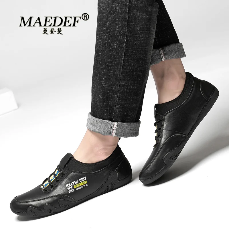 

MAEDEF Walking Footwear Fashion Classics Leather Shoes for Men Casual Men's Shoes Flat Bottomed Comfortable Driving Shoes