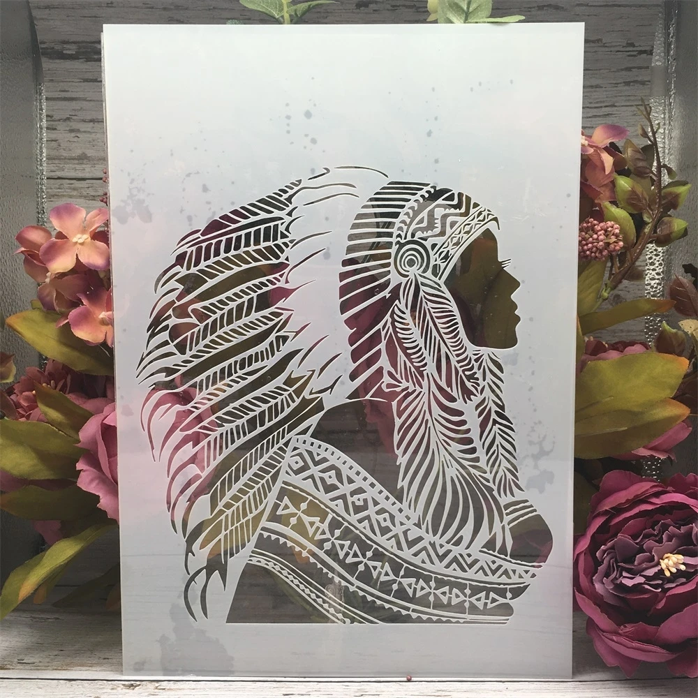 

A4 29cm Mandala Chief of A Tribe DIY Layering Stencils Wall Painting Scrapbook Coloring Embossing Album Decorative Template