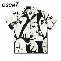 oscn7 casual street printed short sleeve shirt men 2021 hawaii beach oversize women fashion harujuku shirts for men x7