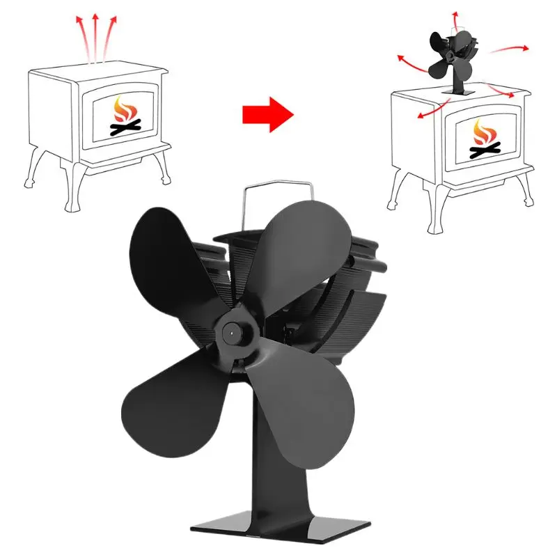 

4 Blade Cold Heat Powered Stove Fireplace Fan Saving Silent Ecofan for Wood Log