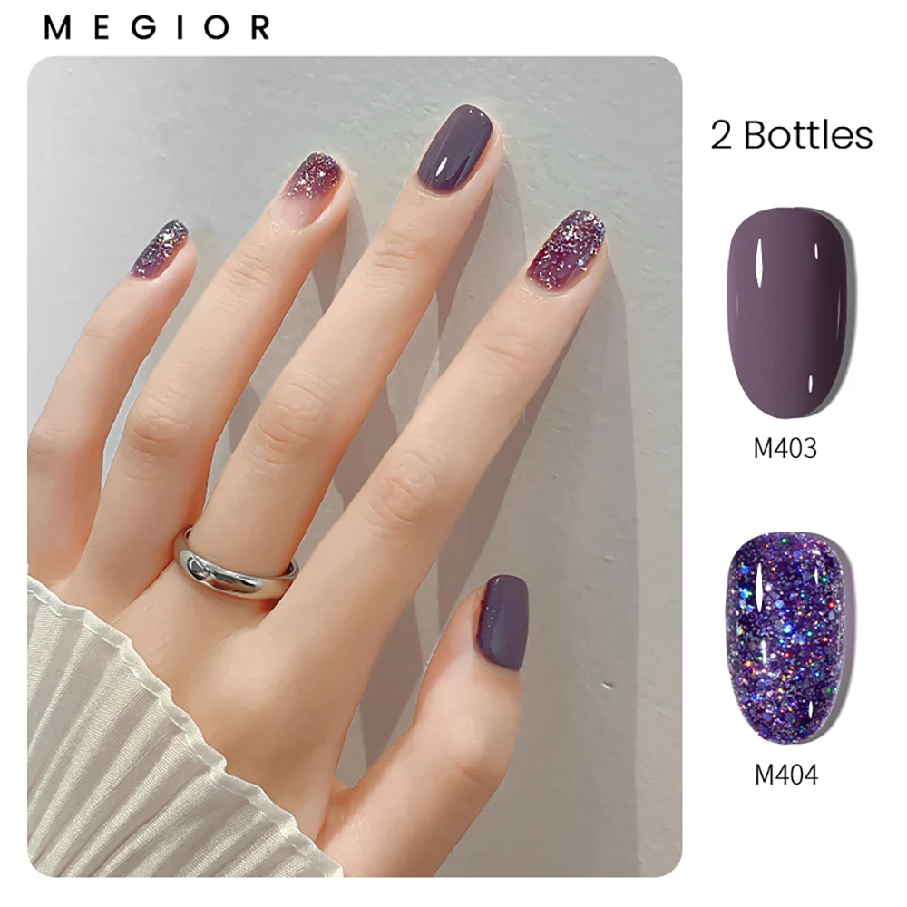 Набор гель-лаков для ногтей MEGIOR 2 шт. УФ-гель дизайна отмачиваемый