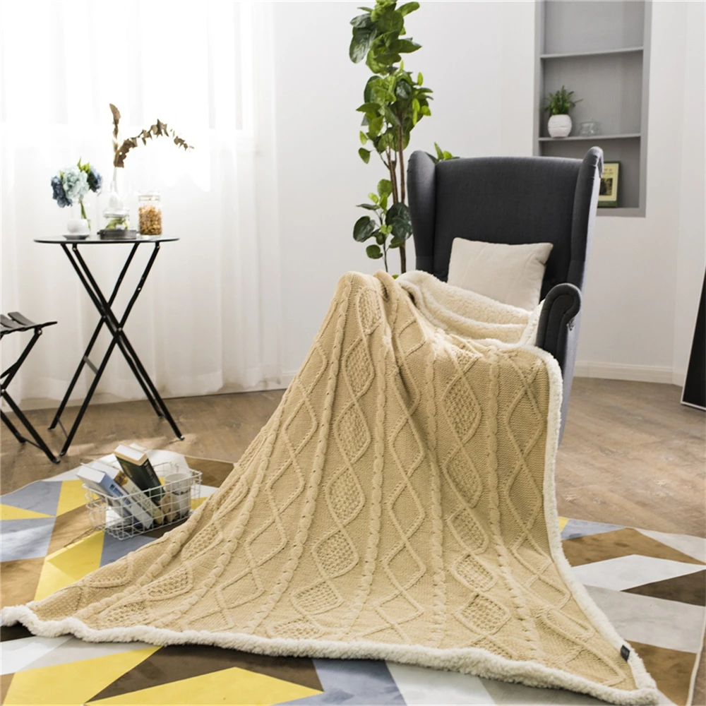 Скандинавские одеяла кашемировые двухслойные скрученные вязаные покрывала для