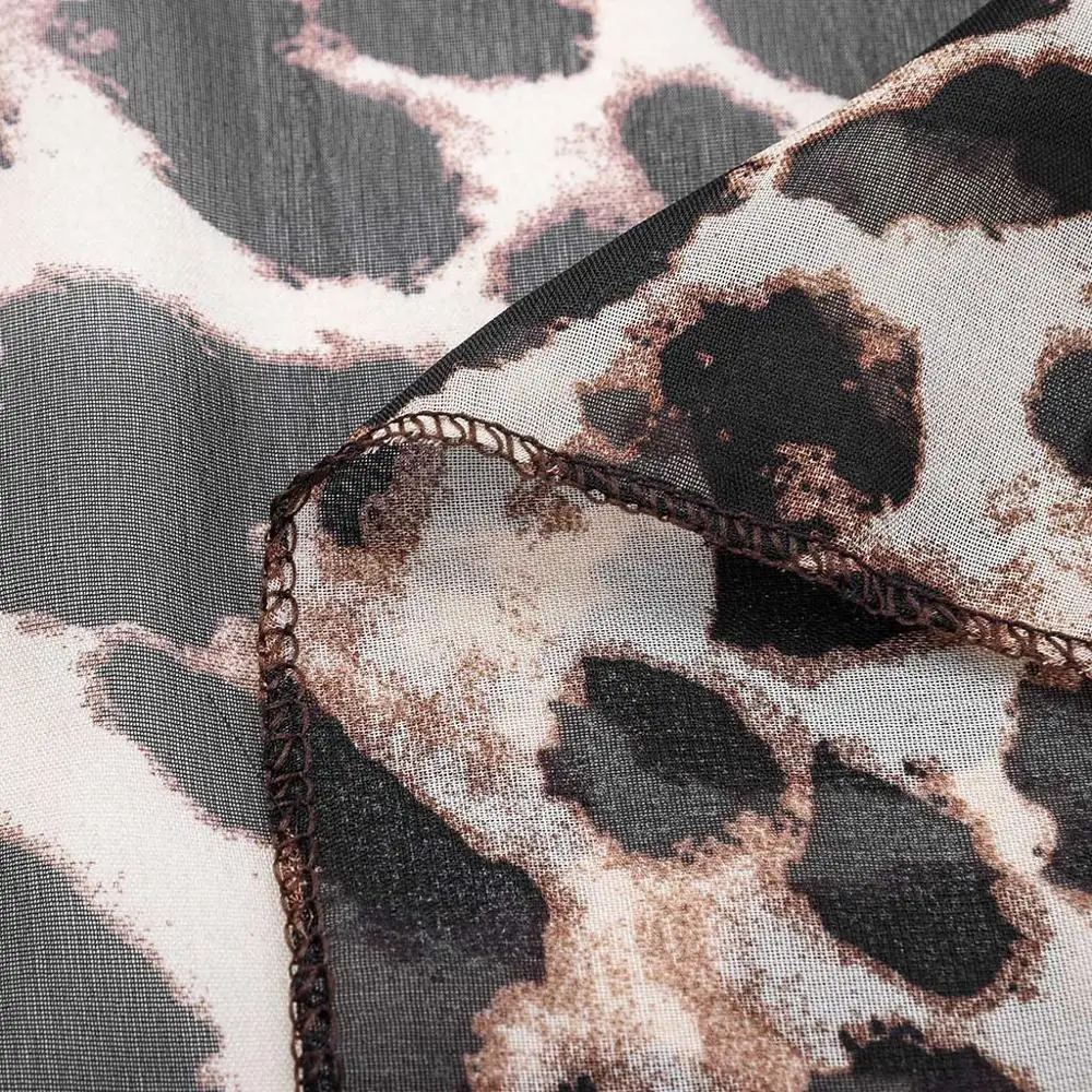 Женский кардиган с леопардовым принтом шифоновый цветочным на шнуровке