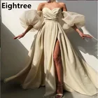 Вечерние платья-трапеция с открытыми плечами, плиссированные вечерние платья до пола с высоким разрезом, вечернее платье для вечеринки