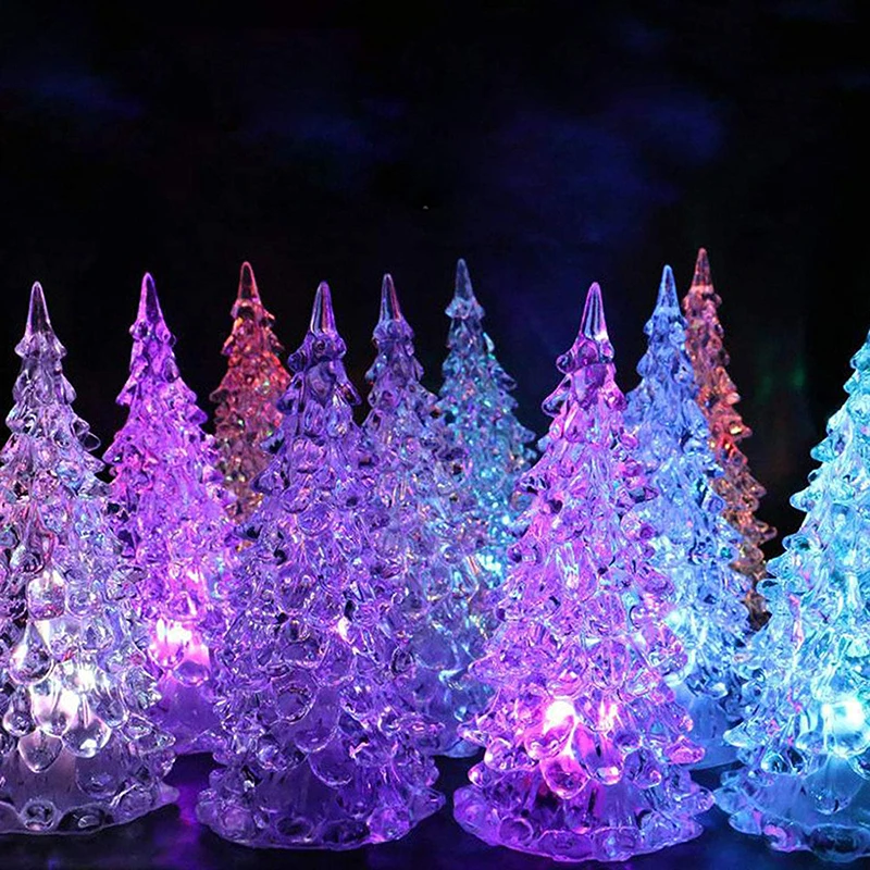 

Acrylic Mini Christmas Tree LED Fairy Night Light 7 Colors Colorful Home Tabletop Party Decor Kid Gifts Christmas Ornaments 45