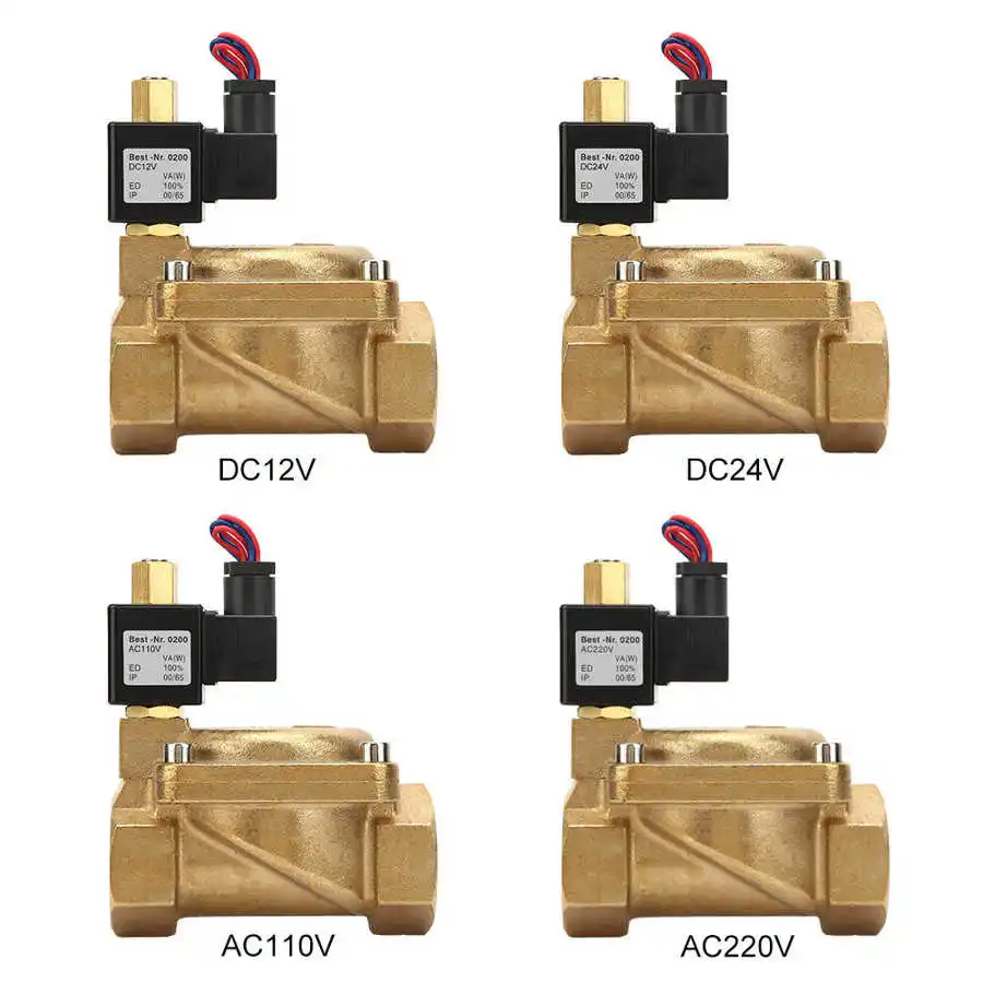 DC12/24V AC110/220V 1/4 &quotЛатунь Электромагнитный клапан N/O для воздуха и воды|Фитинги