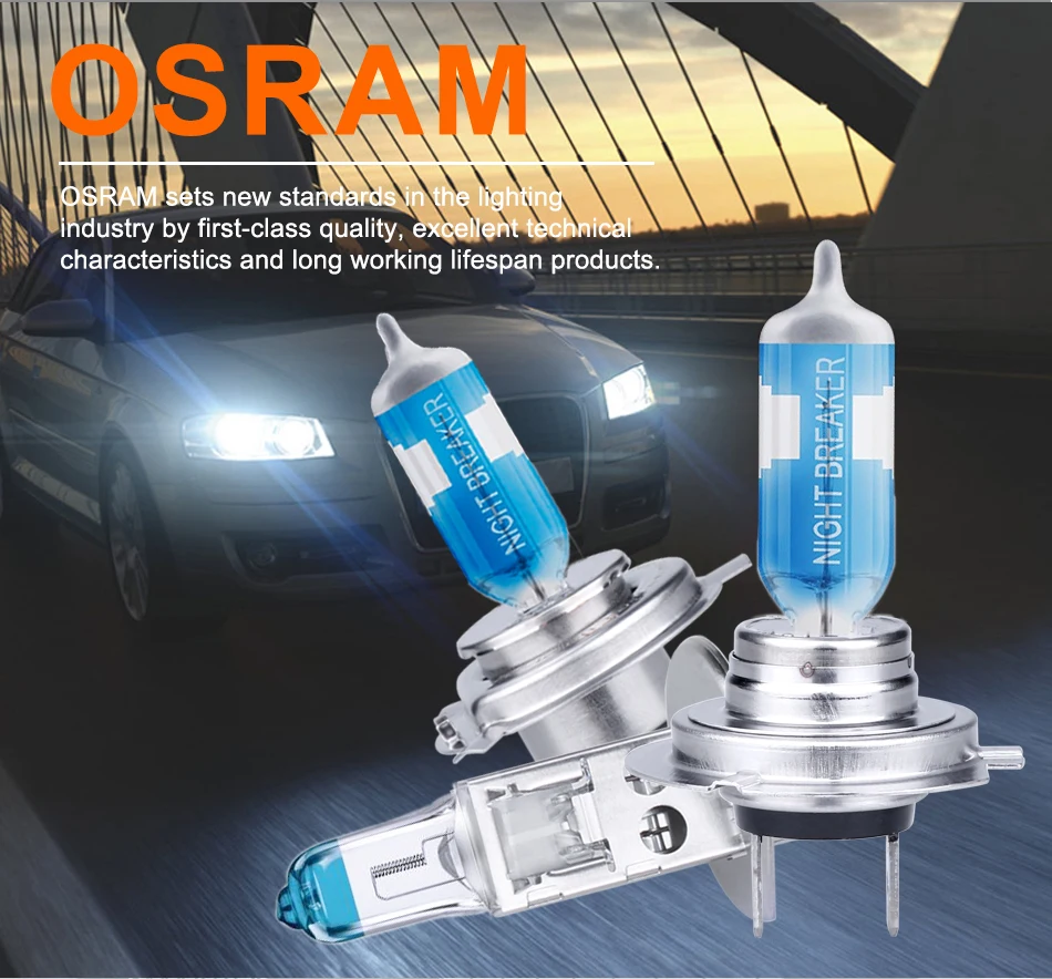 Лампа Ксеноновая OSRAM lampadine h7 H1 H4 12В 55 Вт Night breaker Лазерная фара белые Автомобильные фары лампы галогенные высокое ближнего и дальнего света лампы Лазерная 64210NL