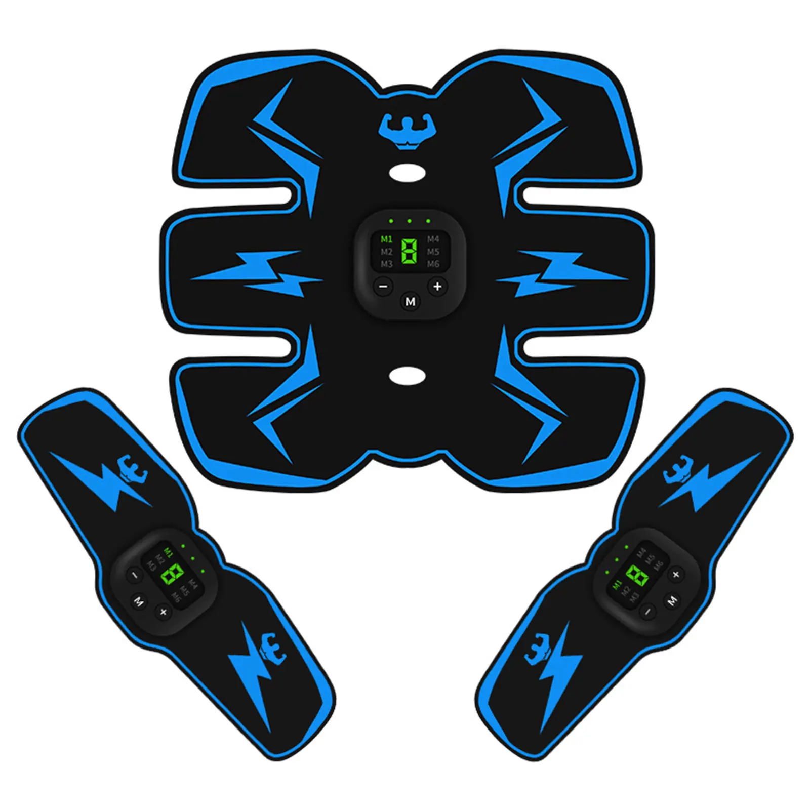 

Abdominal Toning Belt, Rechargeable Body Muscle Trainer Fitness Trainer for Arms Abdomen Waist, Blue/Yellow