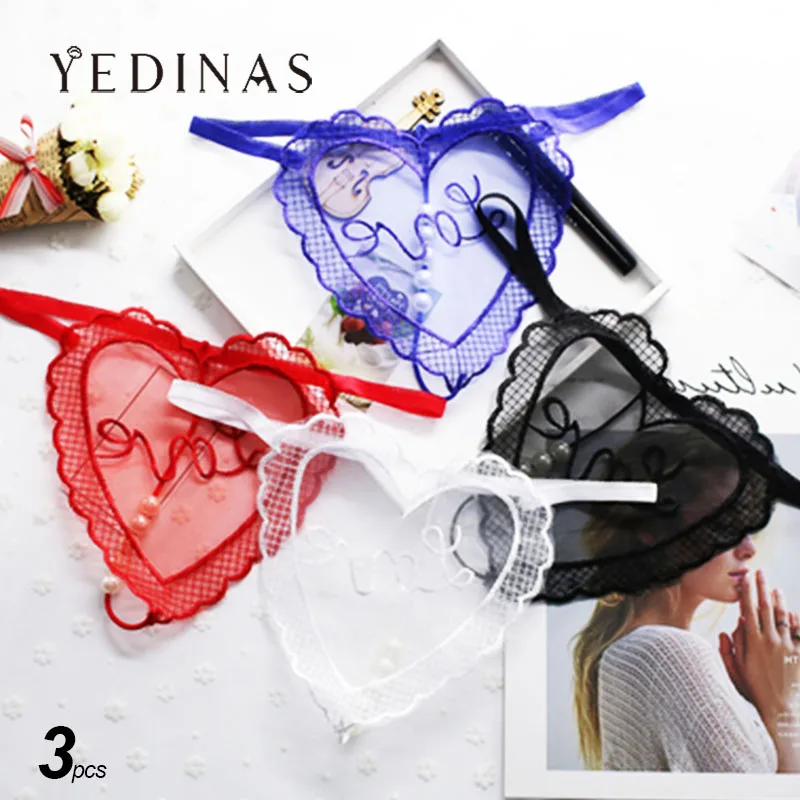 Yedinas 3 шт./лот эротическое видеть сквозь Прозрачный трусы Love стринги G лямки