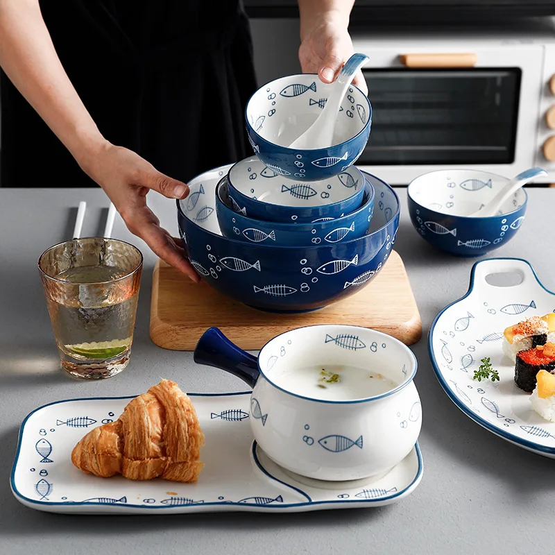 Керамическая тарелка в японском стиле миска для еды фарфоровая лапша стейк