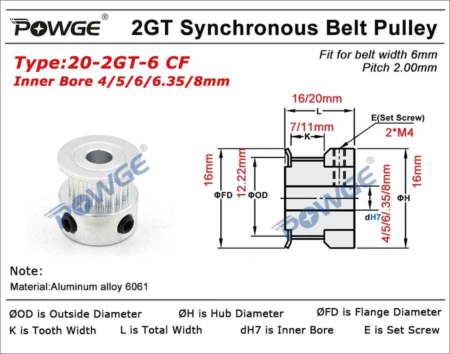 Синхронный шкив с отверстием 5/6/6 35/8 мм 20 т 3 шт.|pulley bore|timing pulley boretiming |