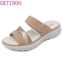 gktinoo 2022 summer platform flip flops fashion beach shoes woman anti slip genuine leather sandals women slippers shoe