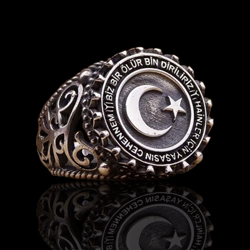 

Vintage Hollow Pattern Men Rings Statement Anniversary Jewelry Acceesories Punk Handmake Metal Star Moon Finge Rings