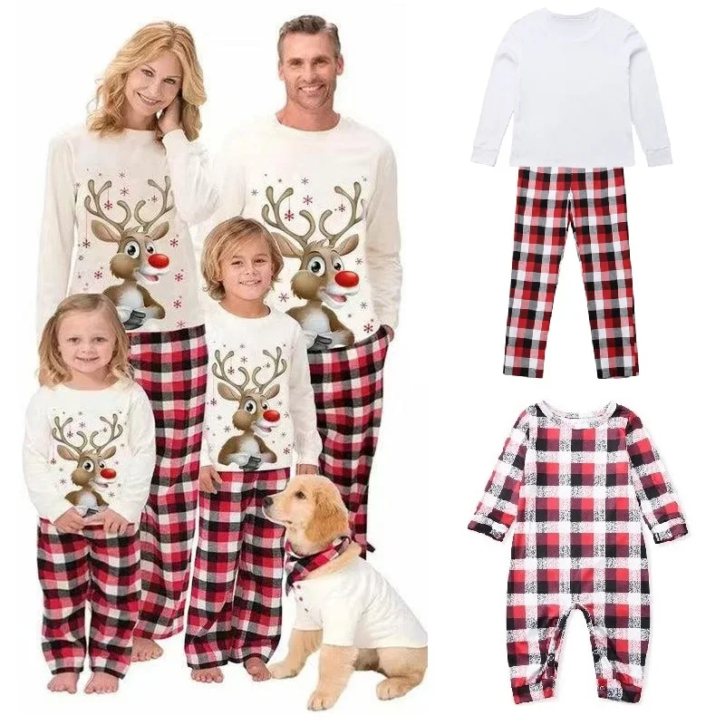 

Christmas Deer Pajamas Plaid Family Matching Outfits Father Mother Kids & Baby Sleepwear Xmas Mommy and Me Pj's Clothes 3XL 4XL