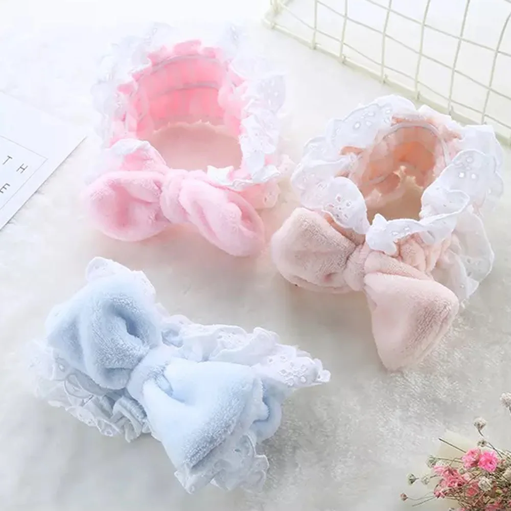 

NEW Coral Fleece Makeup Bow Headband For Women Wash Face Lady Bath Mask Cosmetic Hairband Elastic Soft Turban Hair Accessories