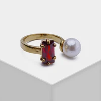 amorita design simple cystal artificial pearl ring