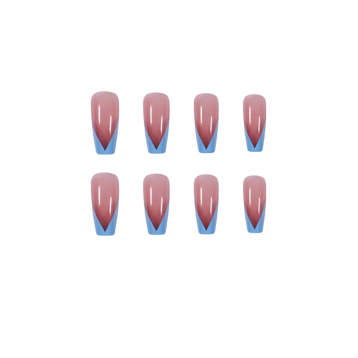 

Fake Nails Long Flat-Headed Light Blue Wearable Nail Stickers Finished Nails 24 With Glue CIN6 899