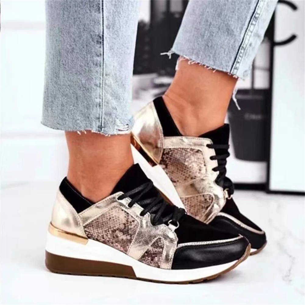 

GIGIFOX New Fashion Brand Women Flat Platform Flats Shoes 2021trend Sports Sneakers Running Casual Women Shoes Big Size 43 Comfy