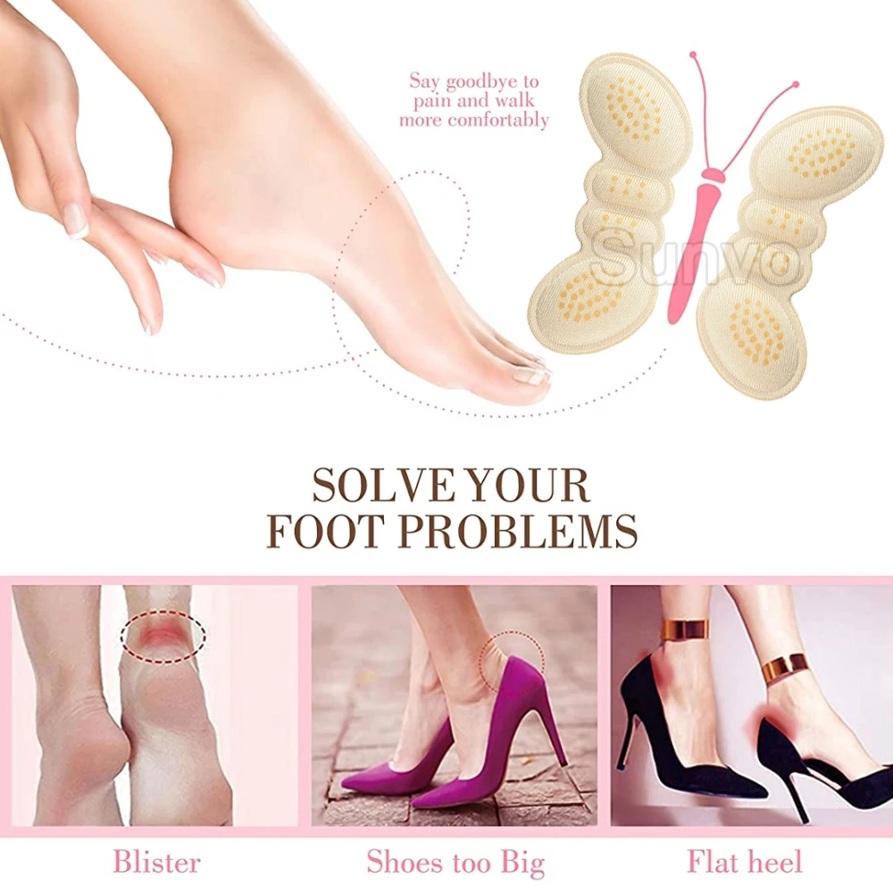 4 Pairs Women Insoles for Shoes High Heels Adjust Size Adhesive Heel Liner Grips Protector Sticker Pain Relief Foot Care Inserts