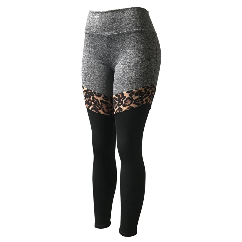 New Leopard stitching leggings female European and American stretch fitness yoga pants sexy nine women#E | Спорт и развлечения